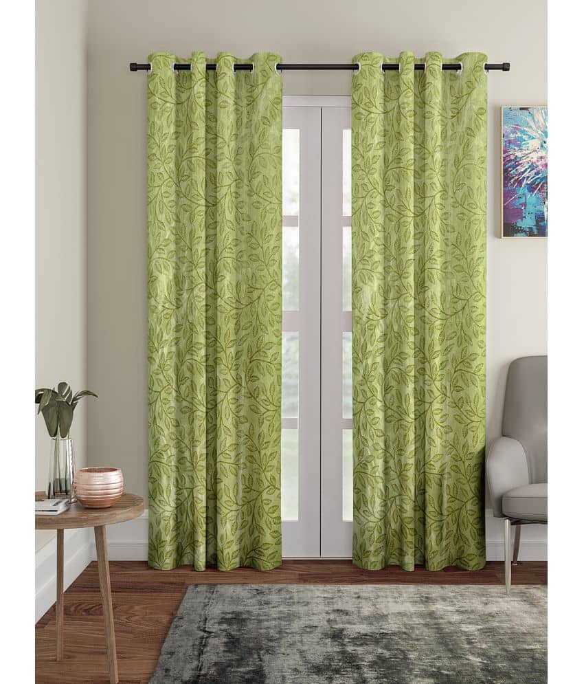 Cortina - Floral Embossed Room Darkening Eyelet Curtain-9 Ft-pack of 2