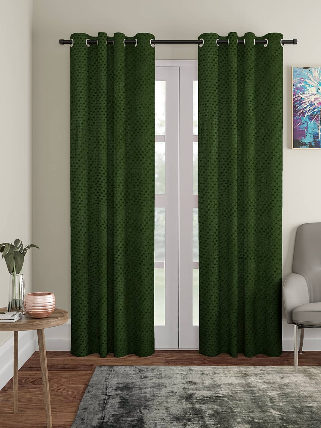 Cortina - Modern Embossed Room Darkening Eyelet Curtain-5 Ft-pack of 2