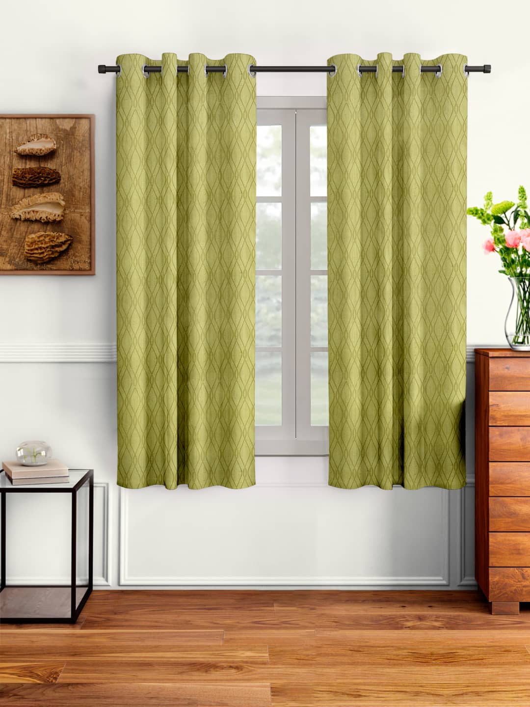 Cortina - Modern Embossed Room Darkening Eyelet Curtain-5 Ft-pack of 2