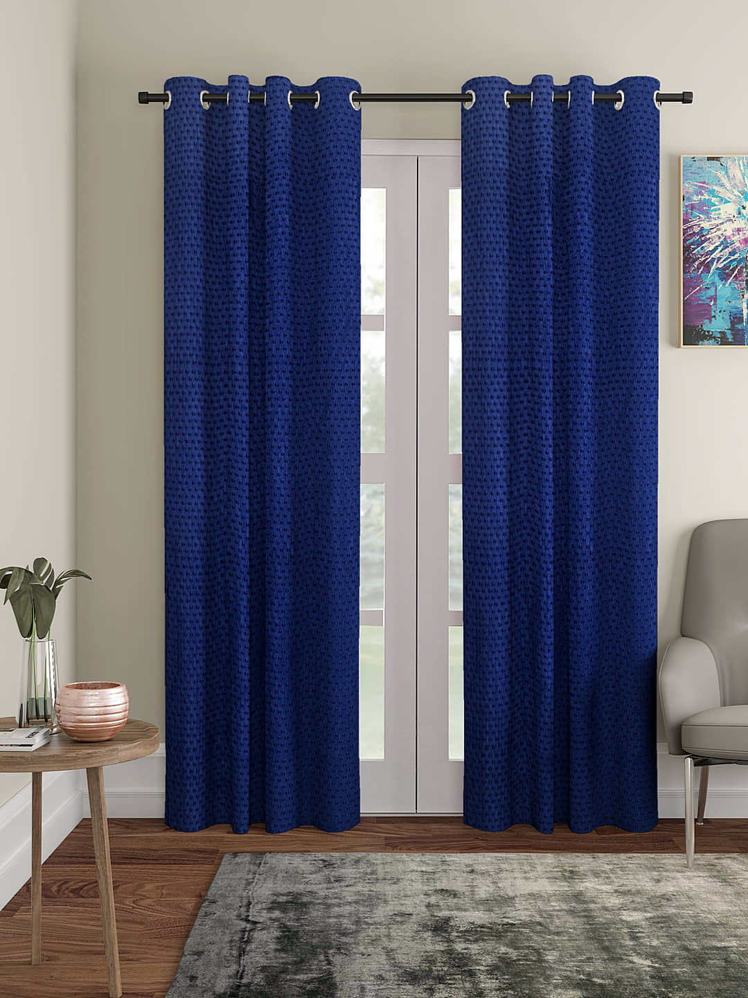 Cortina - Modern Embossed Room Darkening Eyelet Curtain-5 Ft-pack of 2