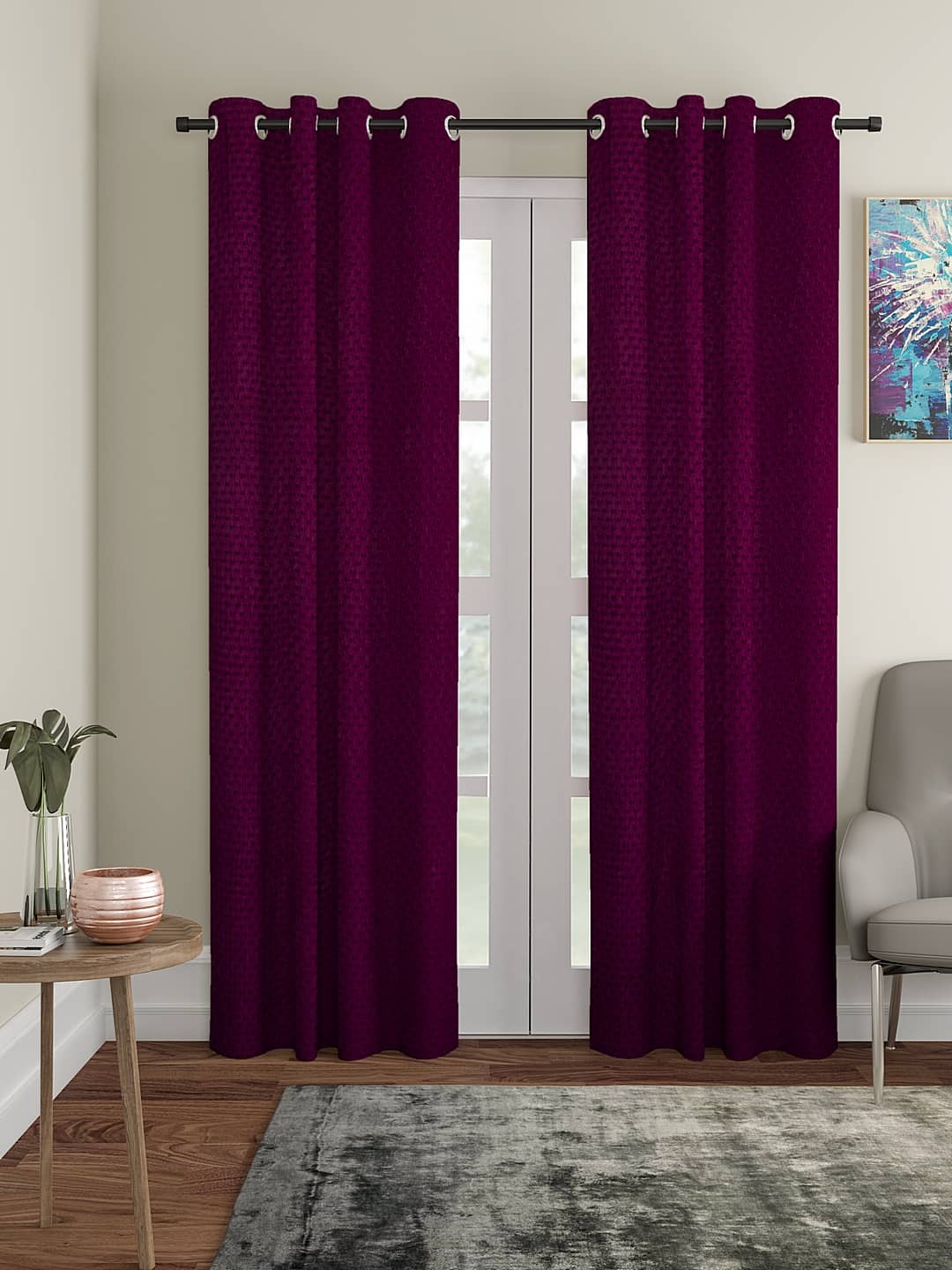 Cortina - Modern Embossed Room Darkening Eyelet Curtain-5 Ft-pack of 2