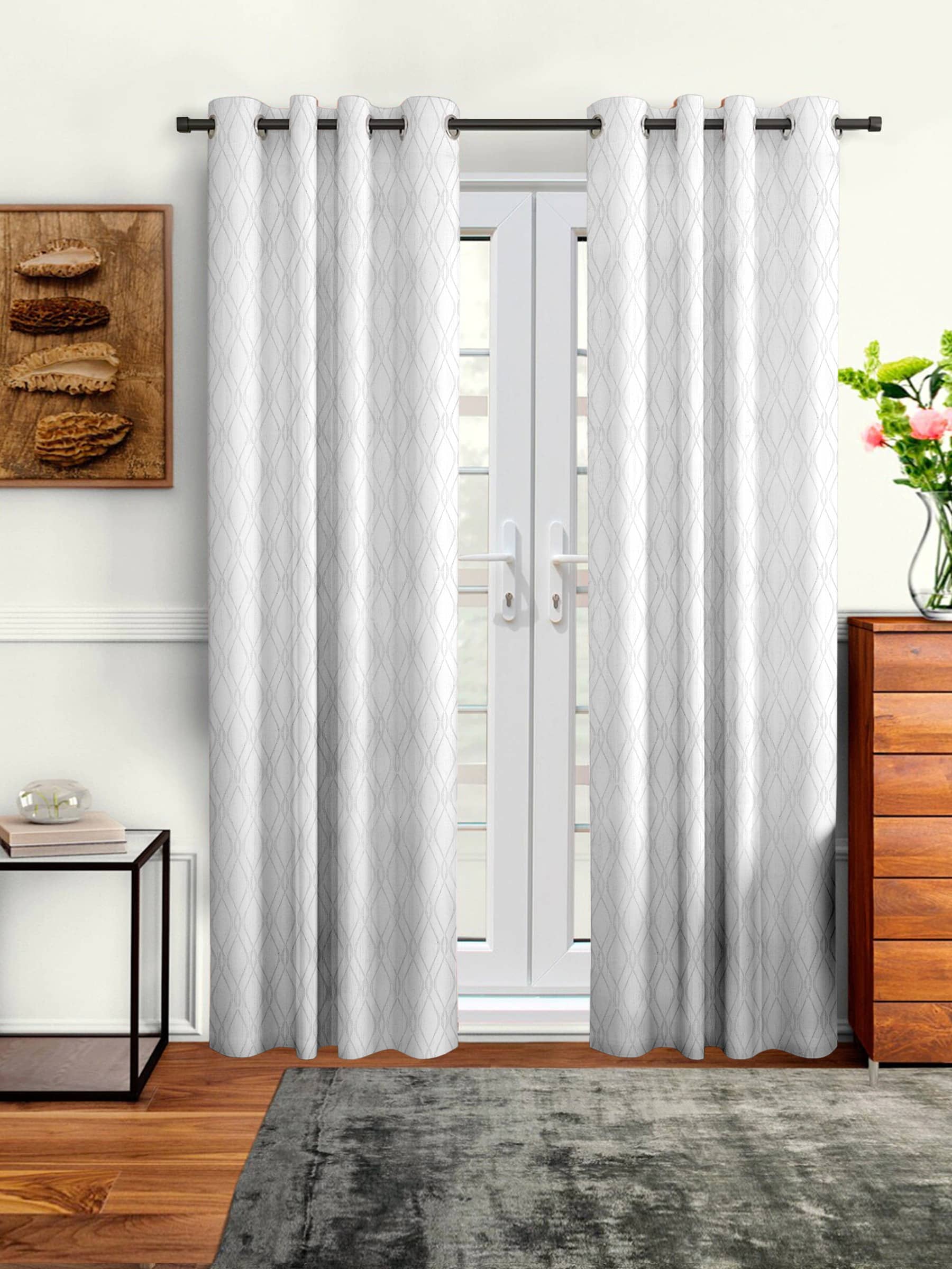 Cortina - Modern Embossed Room Darkening Eyelet Curtain-5 Ft-pack of 2
