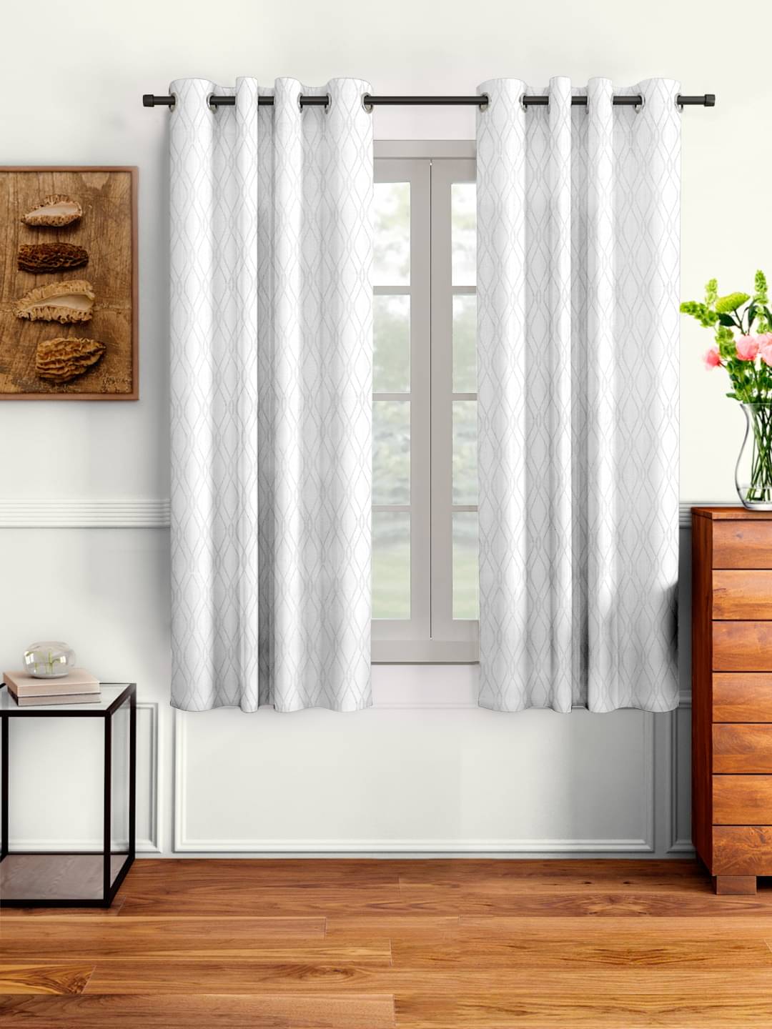Cortina - Modern Embossed Room Darkening Eyelet Curtain-5 Ft-pack of 2 Cortina - Modern Embossed Room Darkening Eyelet Curtain-5 Ft-pack of 2