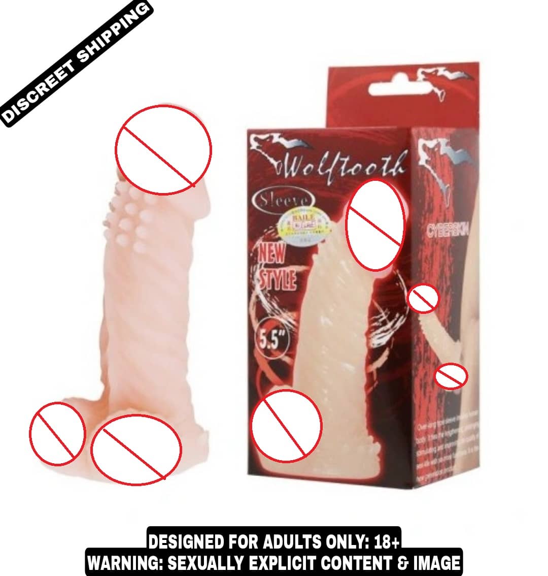 KAMAHOUSE Baile 5.5 Wolftooth Cyber-skin Penis Sleeve Washable & Reusable Delay & Extra Time Penis Sleeve For Men