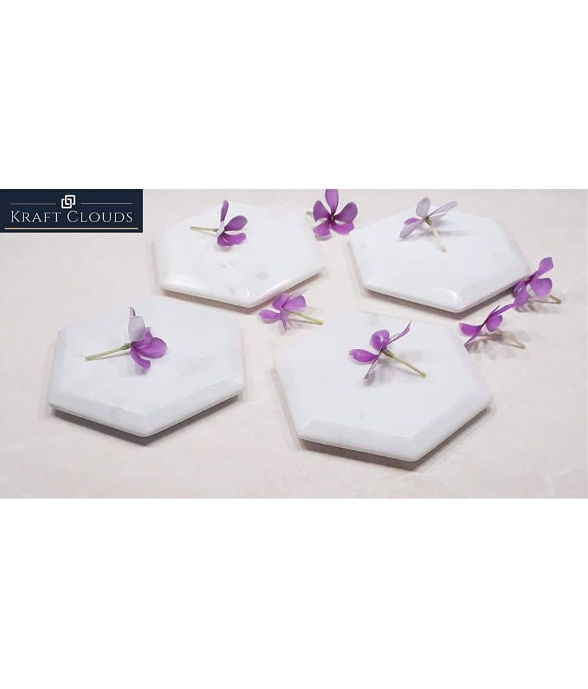 KRAFT CLOUDS Marble Designer Shape Coasters - Pack of 4