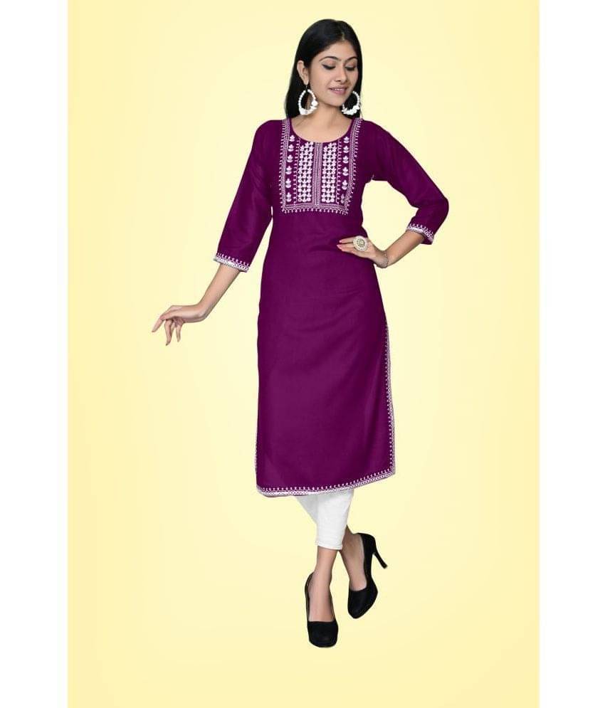 Kapadia - Purple Rayon Women's Straight Kurti ( Pack of 1 ) Kapadia - Purple Rayon Women's Straight Kurti ( Pack of 1 )