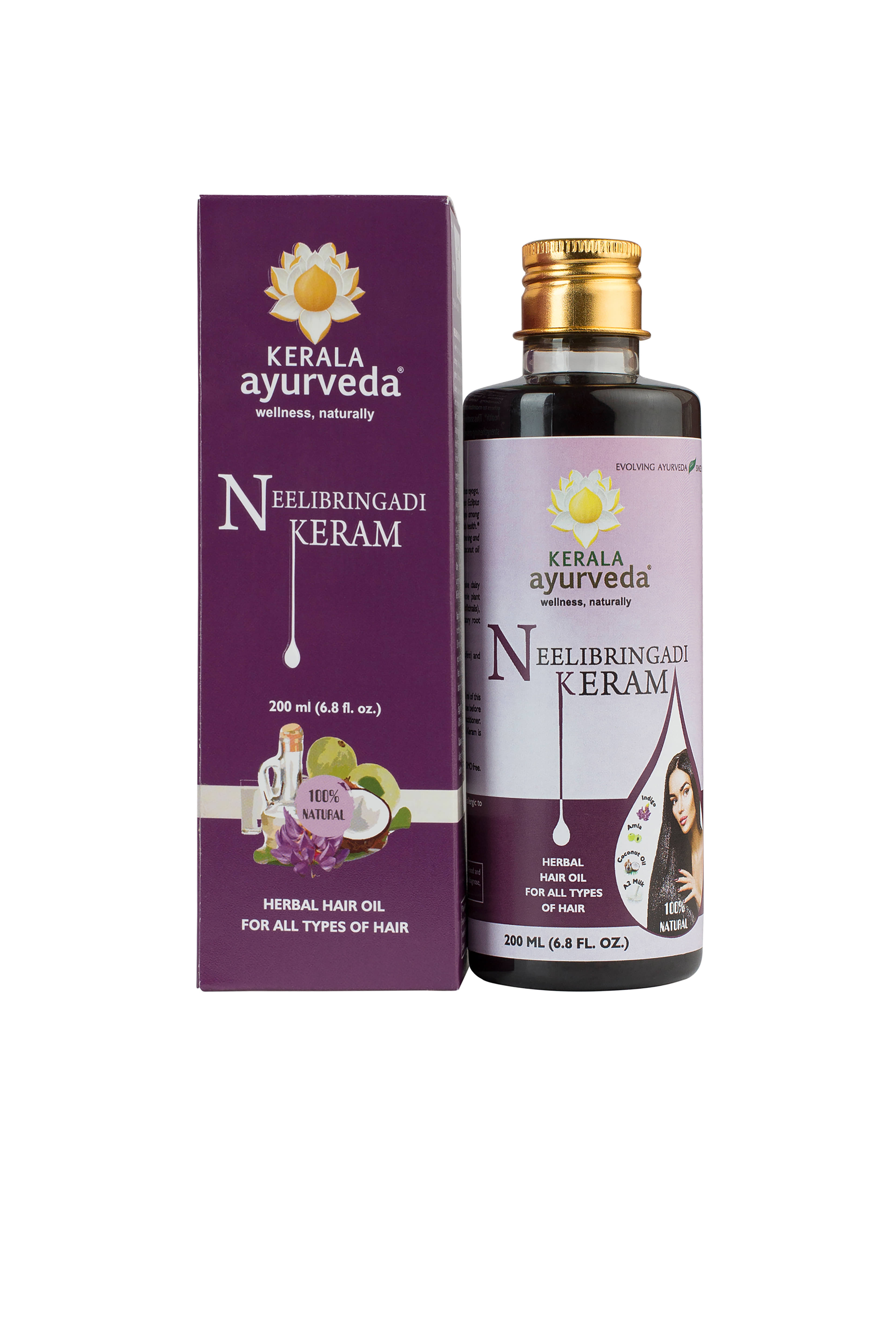 Kerala Ayurveda Neelibringadi Keram 200 Ml,Delays Premature Greying, Reduces Dandruff, and Strengthens Hair