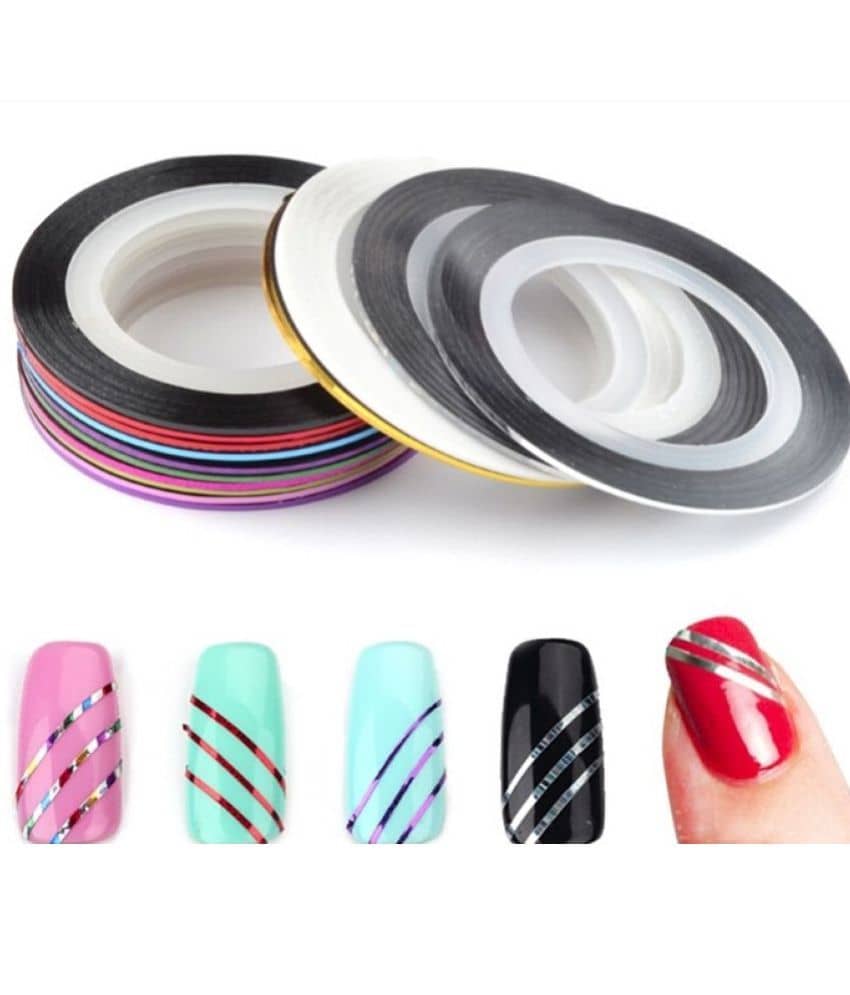 Looks United 10 X Mixed Color Nail Art Striping Rolls Tape Nail Sticker Nail Tip Decoration (Pack Of 10)