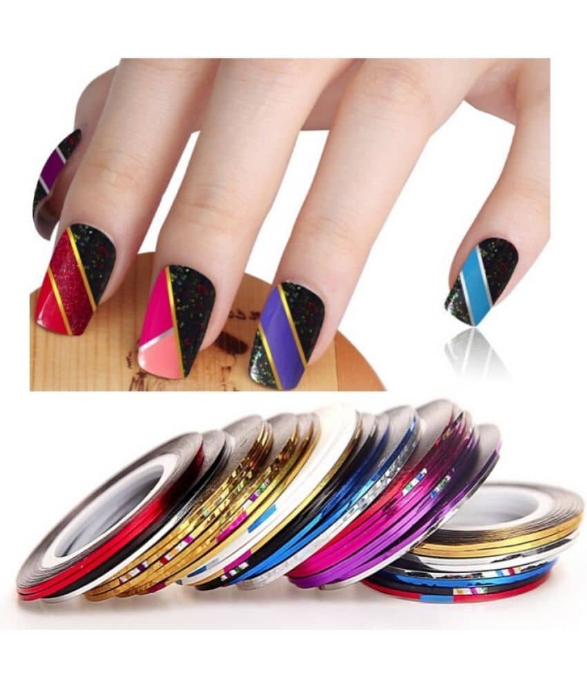 Looks United 20 X Random Color Nail Art Striping Rolls Tape Nail Sticker Nail Tip Decoration (Pack Of 20)