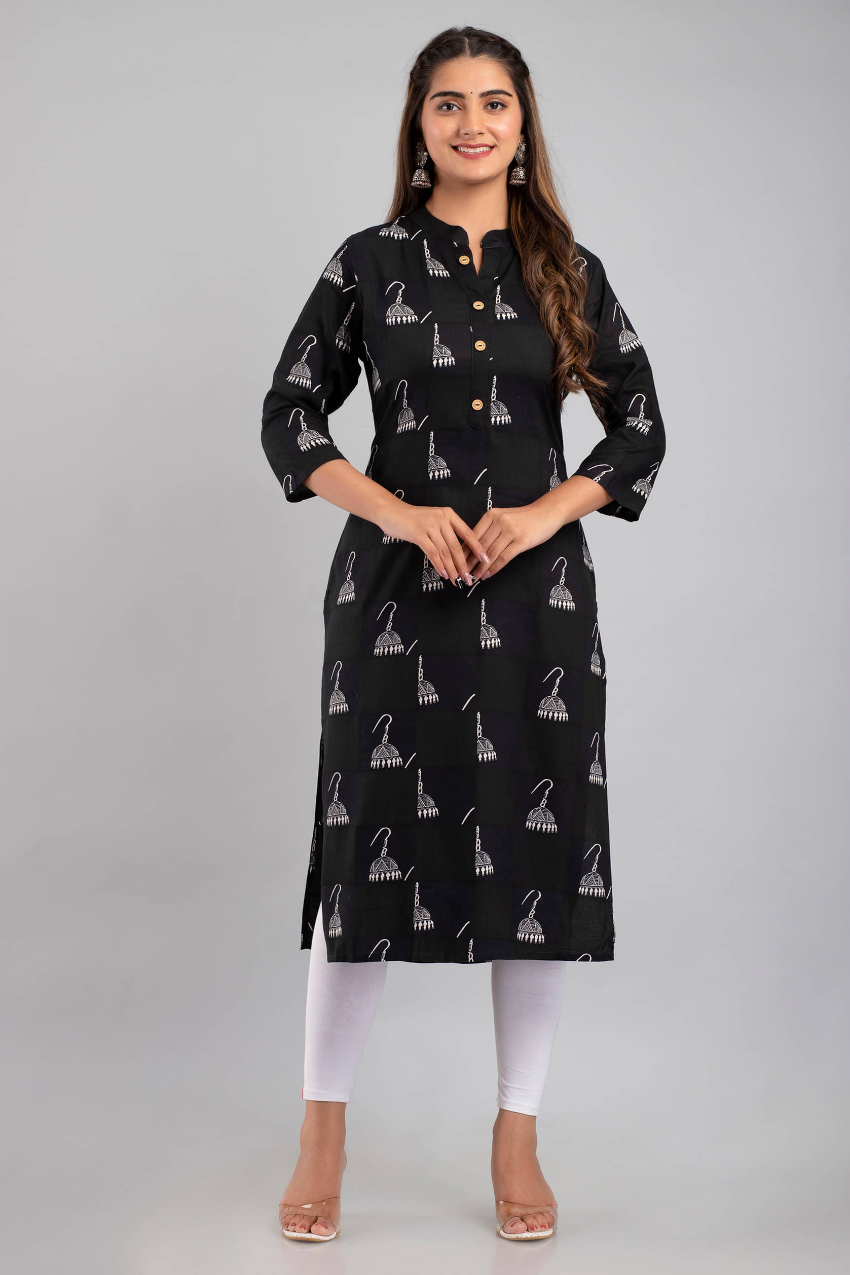 MAUKA - Black Rayon Women's Straight Kurti ( Pack of 1 ) - Kurtis, Tunics | Buy online on ZillyBuy