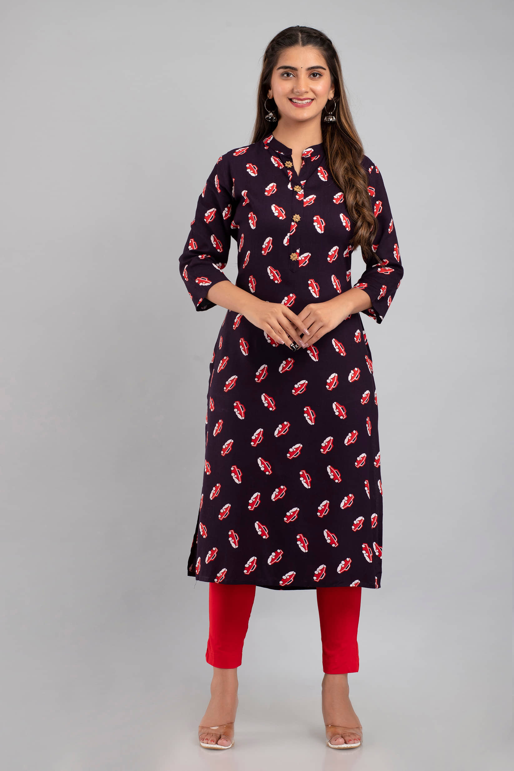 MAUKA - Blue Rayon Women's Straight Kurti ( Pack of 1 ) - Kurtis, Tunics | Buy online on ZillyBuy