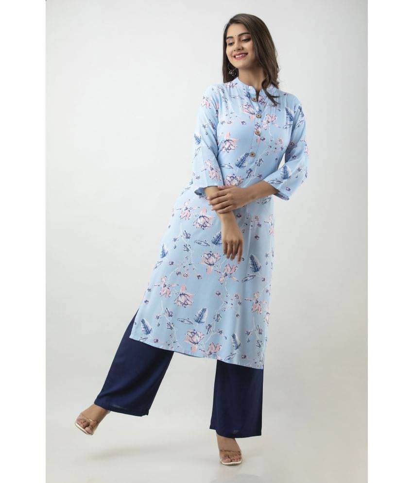     			MAUKA - Light Blue Straight Rayon Women's Stitched Salwar Suit ( Pack of 1 )