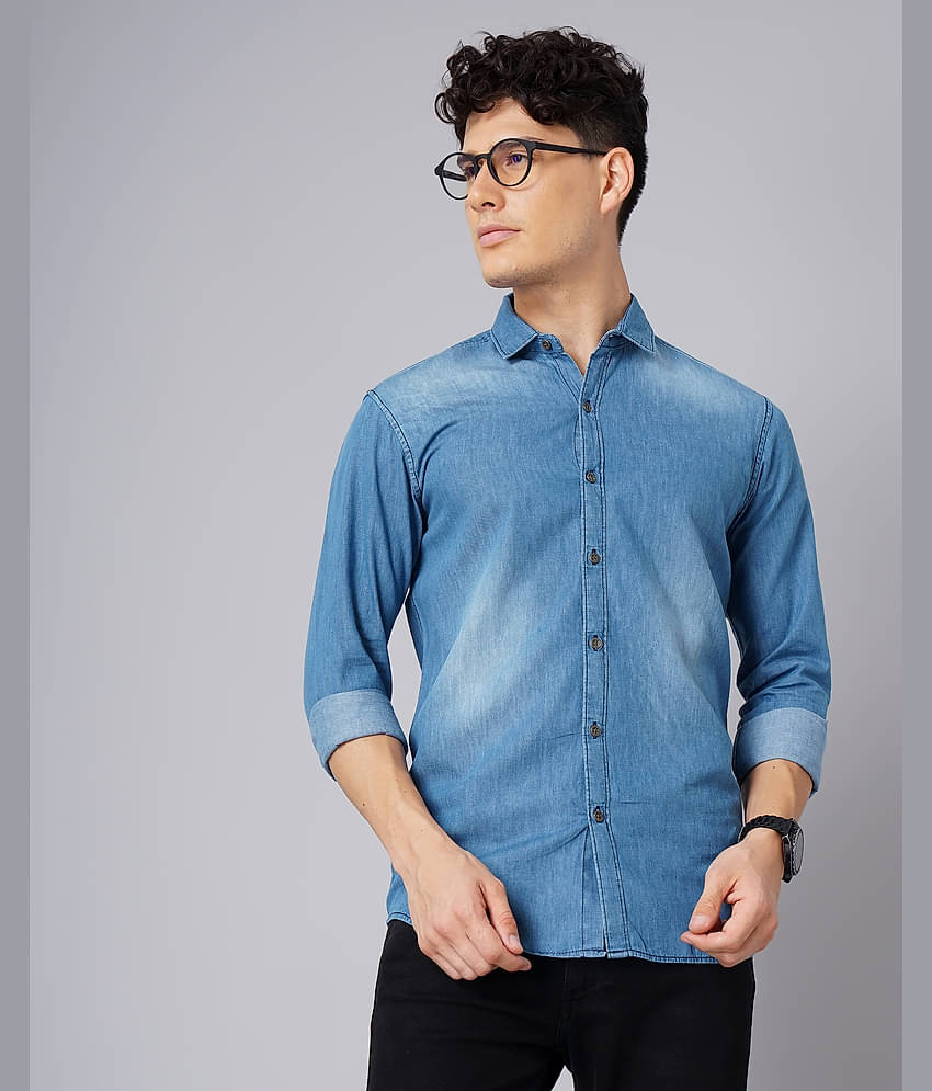 Paul Street - Blue Denim Slim Fit Men's Casual Shirt ( Pack of 1 )