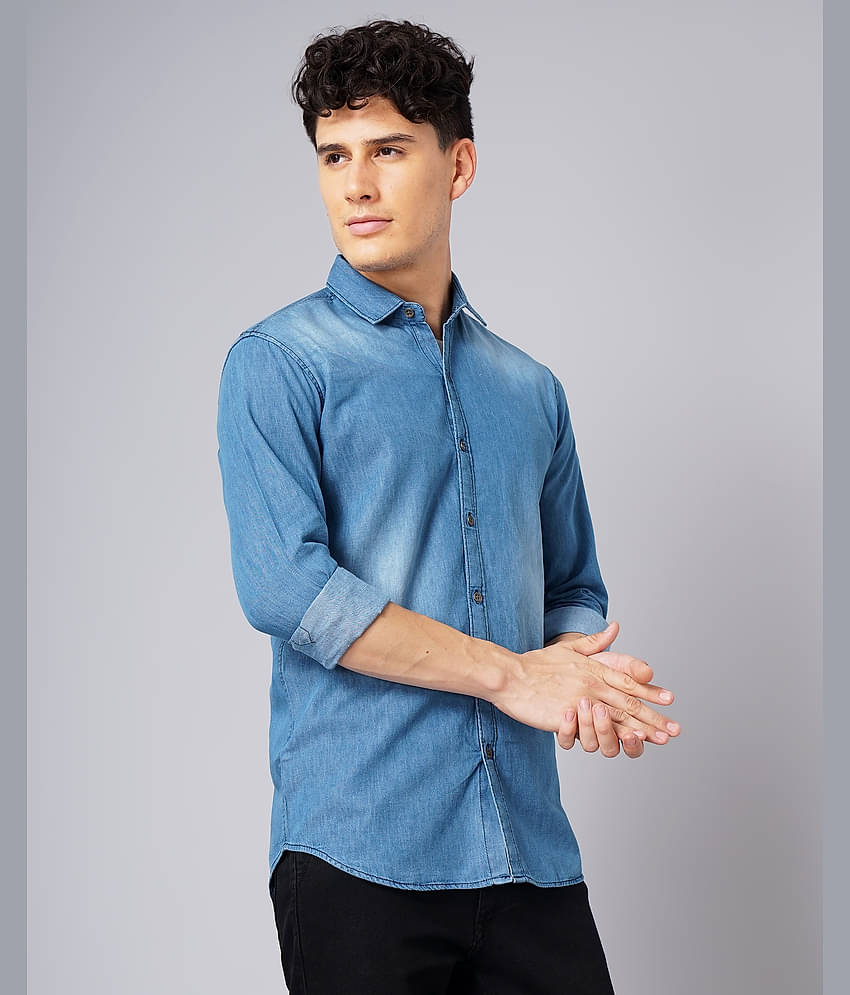 Paul Street - Blue Denim Slim Fit Men's Casual Shirt ( Pack of 1 )