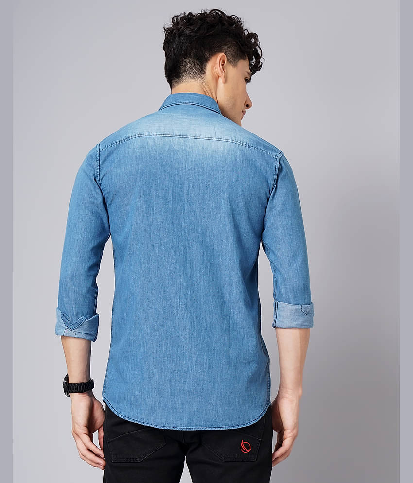 Paul Street - Blue Denim Slim Fit Men's Casual Shirt ( Pack of 1 )