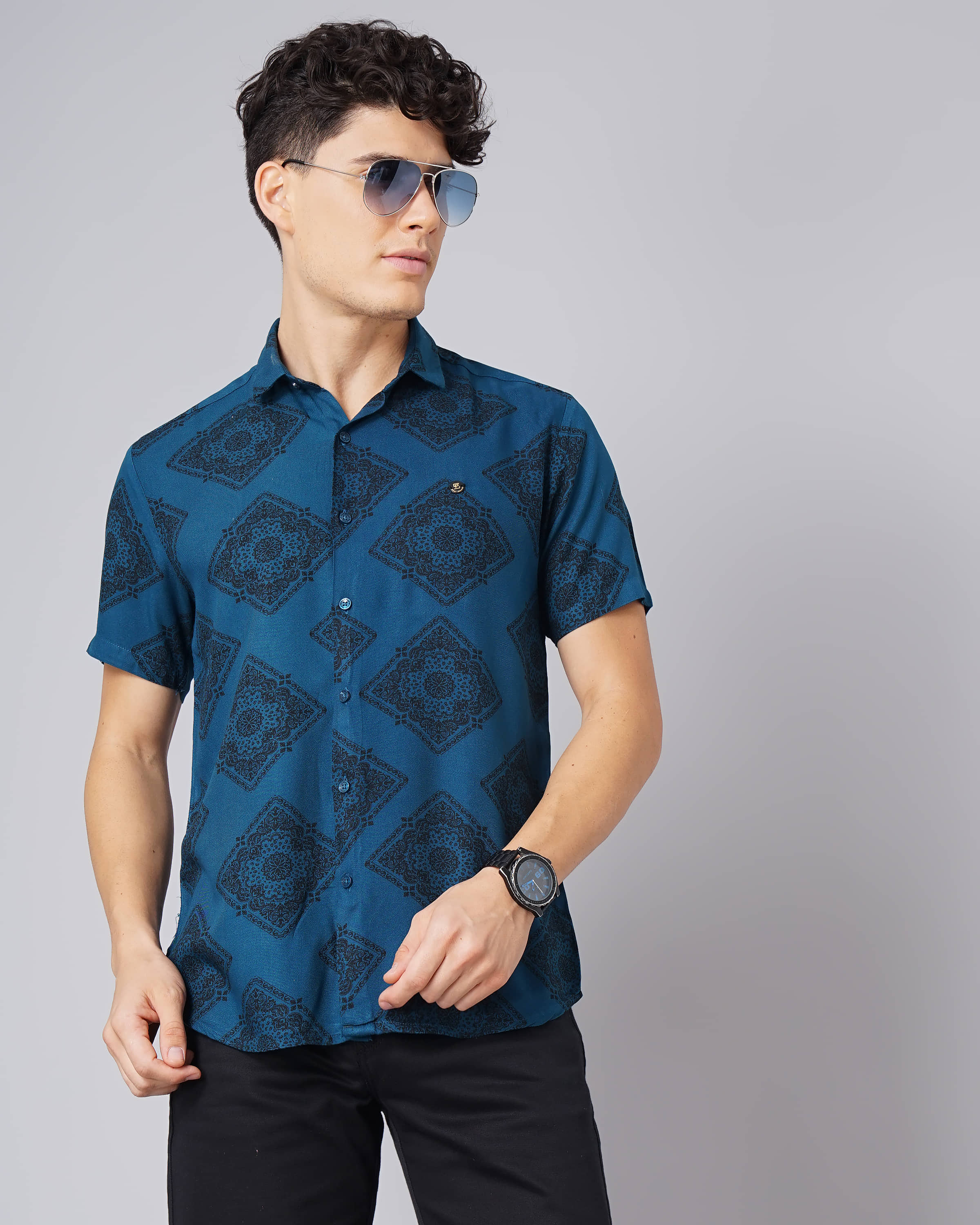 Paul Street - Blue Rayon Slim Fit Men's Casual Shirt ( Pack of 1 )