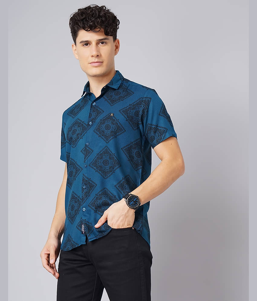 Paul Street - Blue Rayon Slim Fit Men's Casual Shirt ( Pack of 1 )