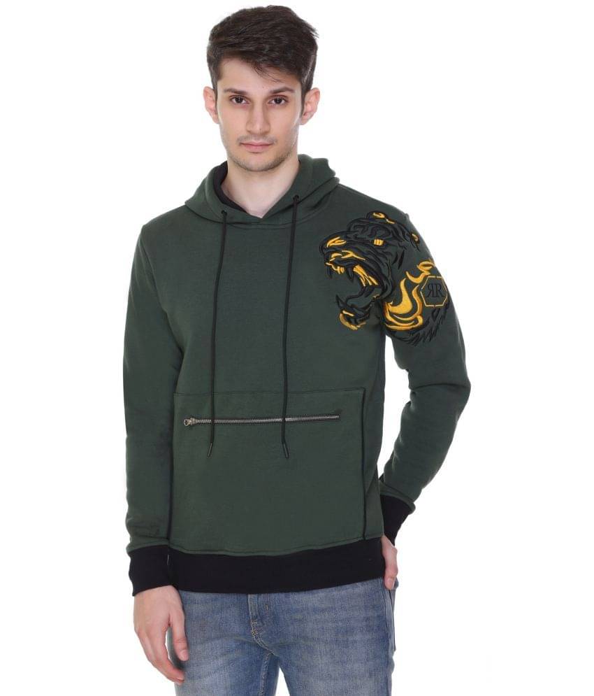 RF RAVES - Green Fleece Regular Fit Men's Sweatshirt ( Pack of 1 ) RF RAVES - Green Fleece Regular Fit Men's Sweatshirt ( Pack of 1 )