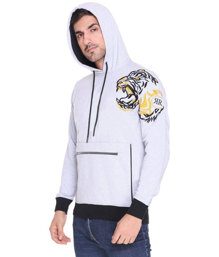 RF RAVES - Grey Fleece Regular Fit Men's Sweatshirt ( Pack of 1 ) RF RAVES - Grey Fleece Regular Fit Men's Sweatshirt ( Pack of 1 )