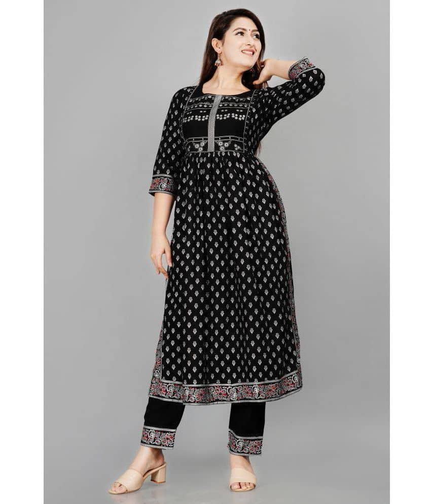 SIPET - Black A-line Rayon Women's Stitched Salwar Suit ( Pack of 1 )