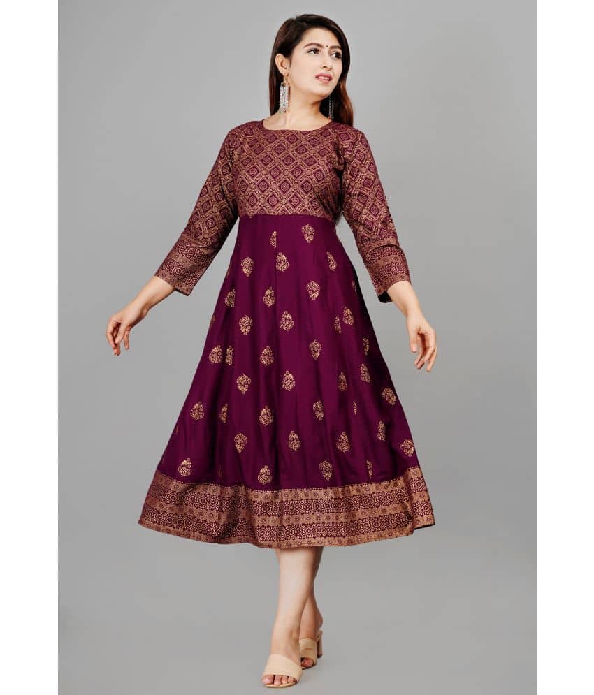 SIPET - Navy Blue Rayon Women's Anarkali Kurti ( Pack of 1 ) - Kurtis, Tunics | Buy online on ZillyBuy