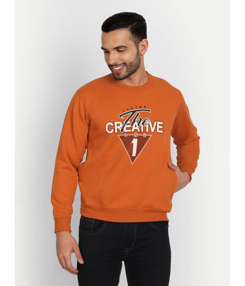     			Zeffit - Orange Fleece Regular Fit Men's Sweatshirt ( Pack of 1 )