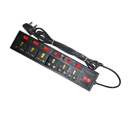 MS LED LIGHT TRADERS 6 Socket Extension Board with individual switches wire Length 3.5 mtr