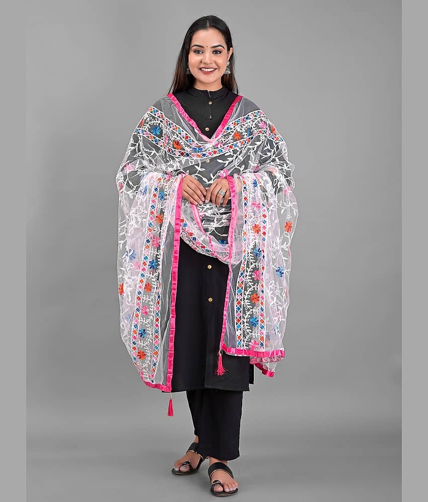 Apratim - White Net Women's Dupatta - ( Pack of 1 ) - Dupattas & Shawls | Buy online on ZillyBuy
