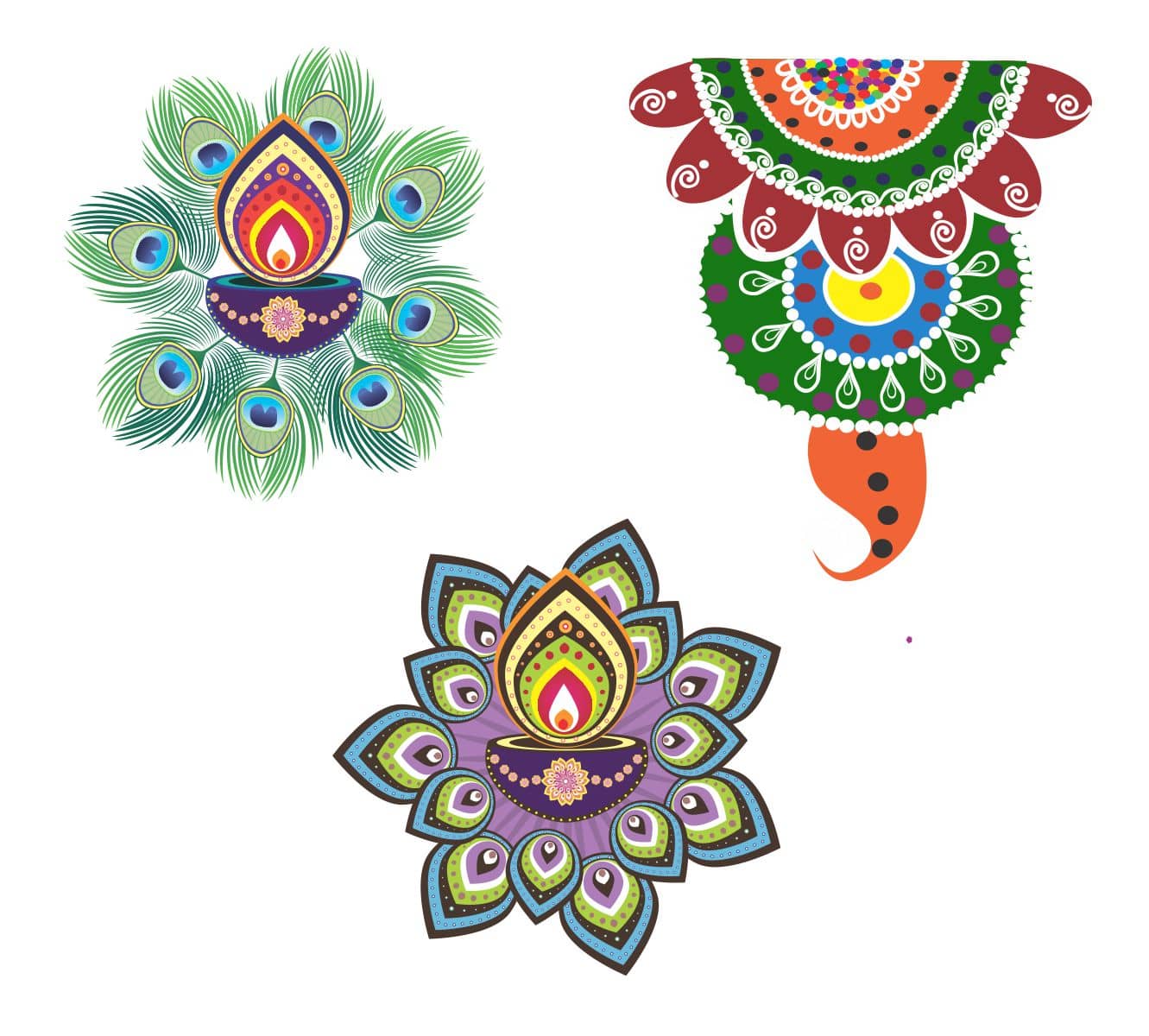 Asmi Collection Floor Art Beautiful Diya Rangoli Floor Sticker ( 60 x 60 cms )