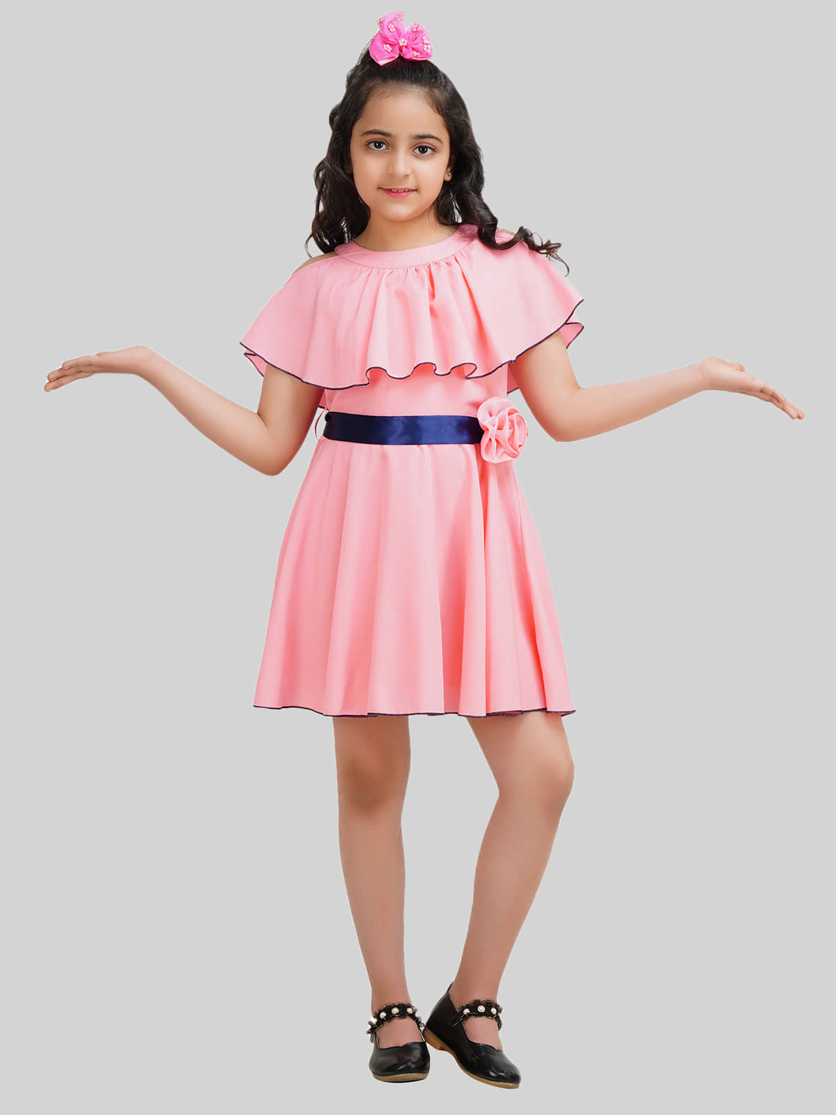 Being Naughty Polyester Frock For Girls ( Pack of 1 , Baby Pink )