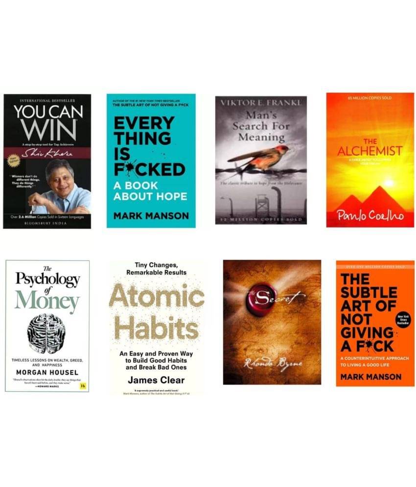     			( Combo Of 8 ) Atomic habit + subtle art + psychology of money + everything + men search + secret + you can win + alchemist