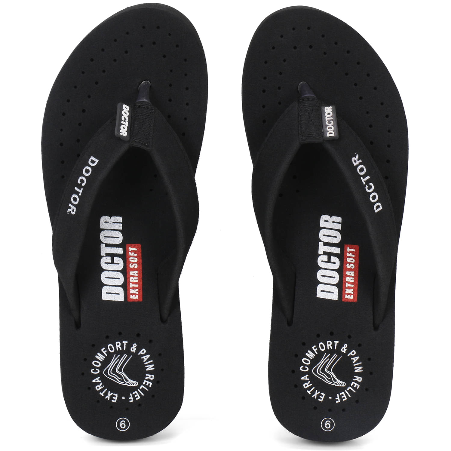     			DOCTOR EXTRA SOFT - Black Women's Thong Flip Flop