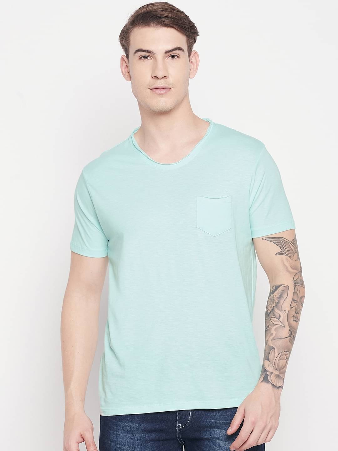 Duke - Blue Cotton Blend Slim Fit Men's T-Shirt ( Pack of 1 ) Duke - Blue Cotton Blend Slim Fit Men's T-Shirt ( Pack of 1 )
