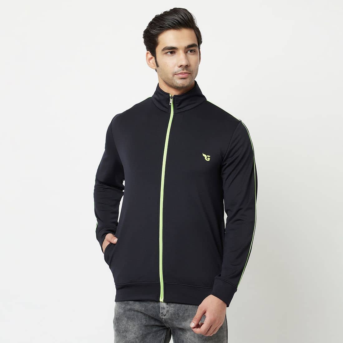Glito - Navy Blue Lycra Relaxed Fit Men's Casual Jacket ( Pack of 1 ) - Jackets & Coats | Buy online on ZillyBuy