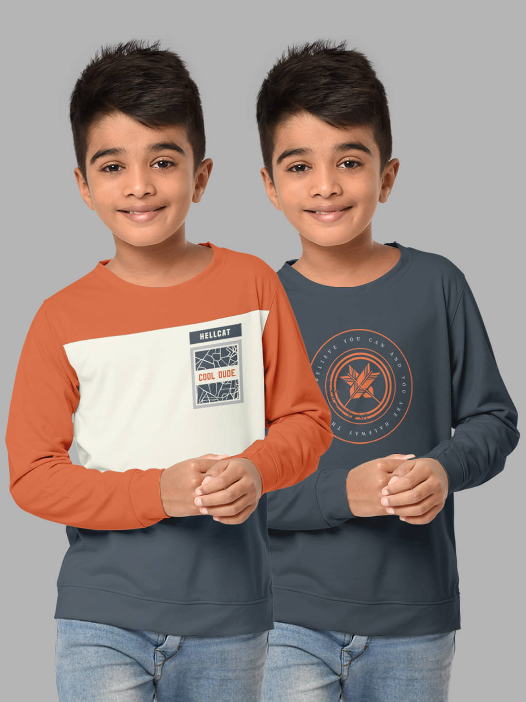     			HELLCAT Pack of 2 Boys Cotton Blend Sweatshirt ( Multicolor2 )