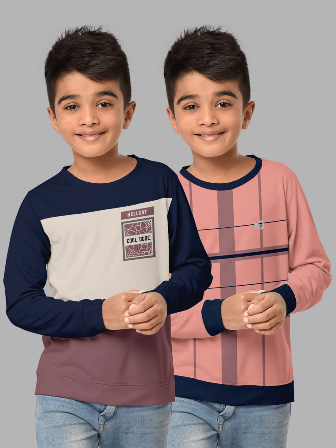     			HELLCAT Pack of 2 Boys Cotton Blend Sweatshirt ( Multi Color )