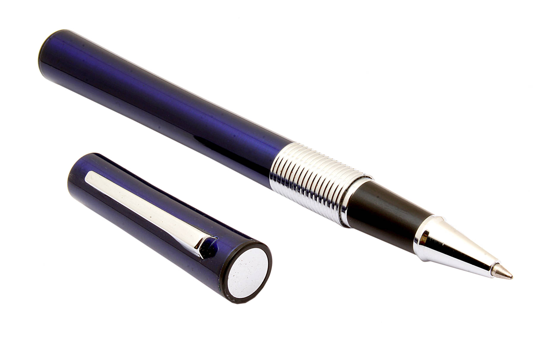     			Srpc 15 Expert Thinner Body Shine Blue Metal Roller Ball Pen Black Ink Refill