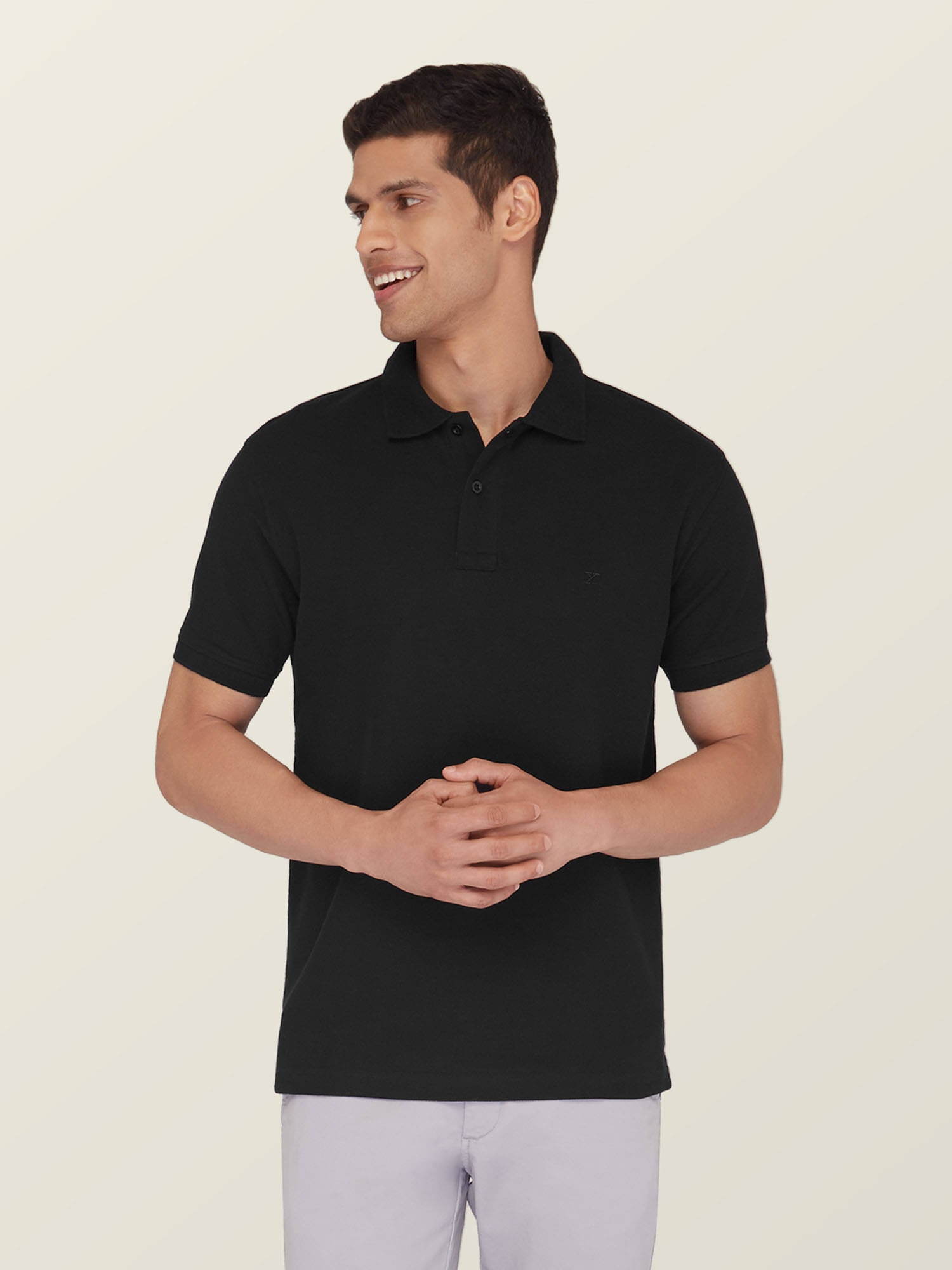     			XYXX Pack of 1 Cotton Regular Fit Solid Half Sleeves Men's Polo T Shirt ( Black )