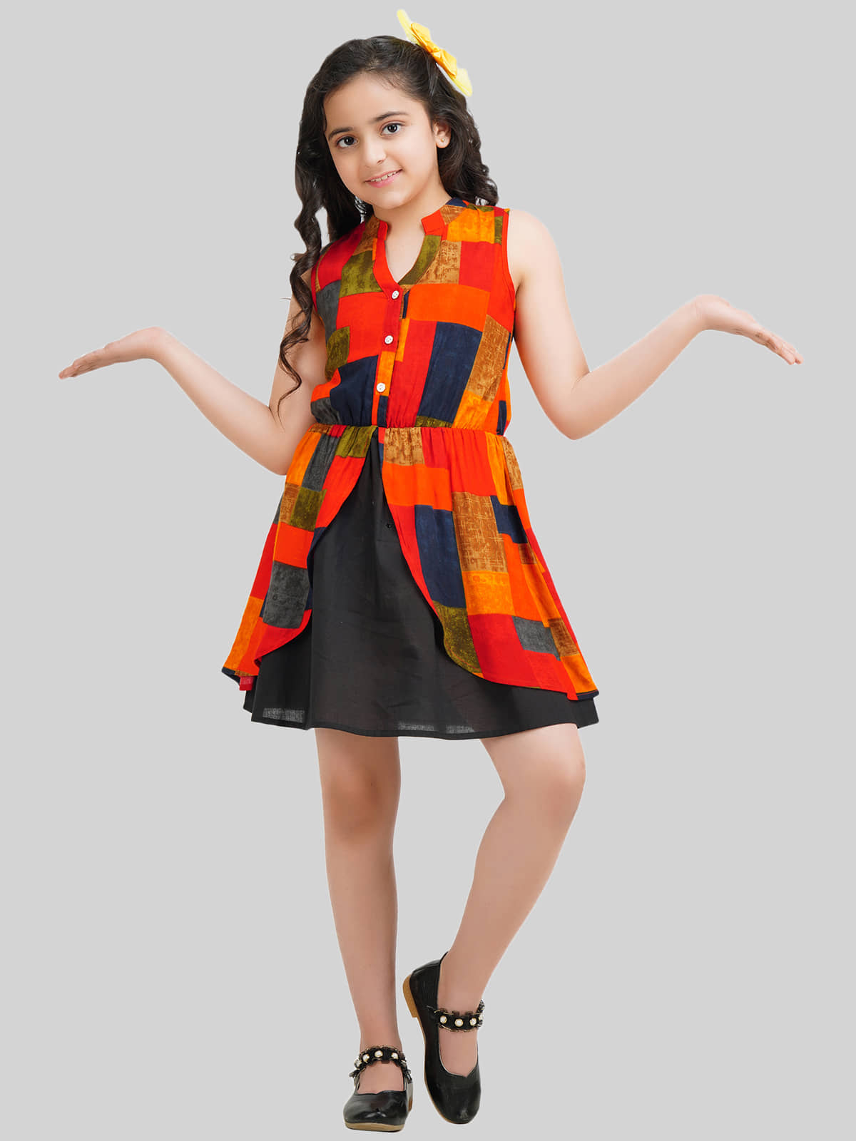 Being Naughty Rayon A-line Dress For Girls ( Pack of 1 , Multicolor )