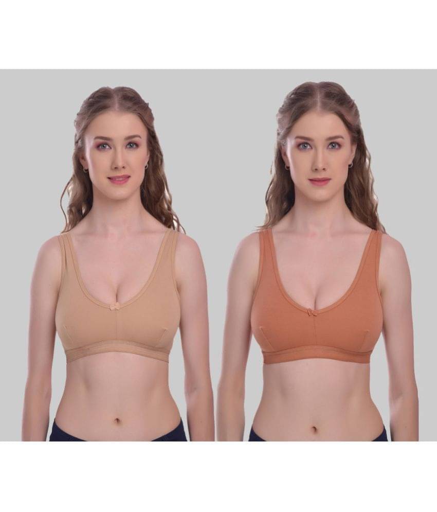     			Elina Pack of 2 Cotton Non Padded Women's Racerback bra ( Beige )