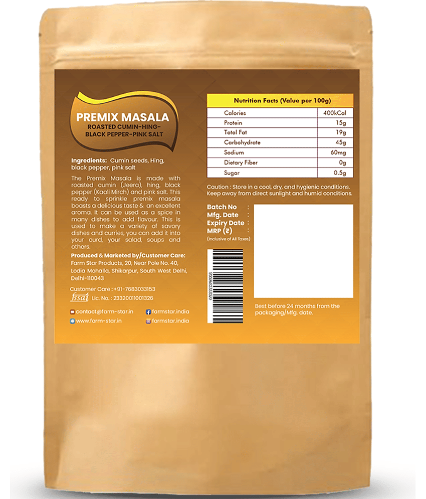 Farm Star Roasted- Jeera, Hing, Kali Mirch Spicy Masala 475 gm