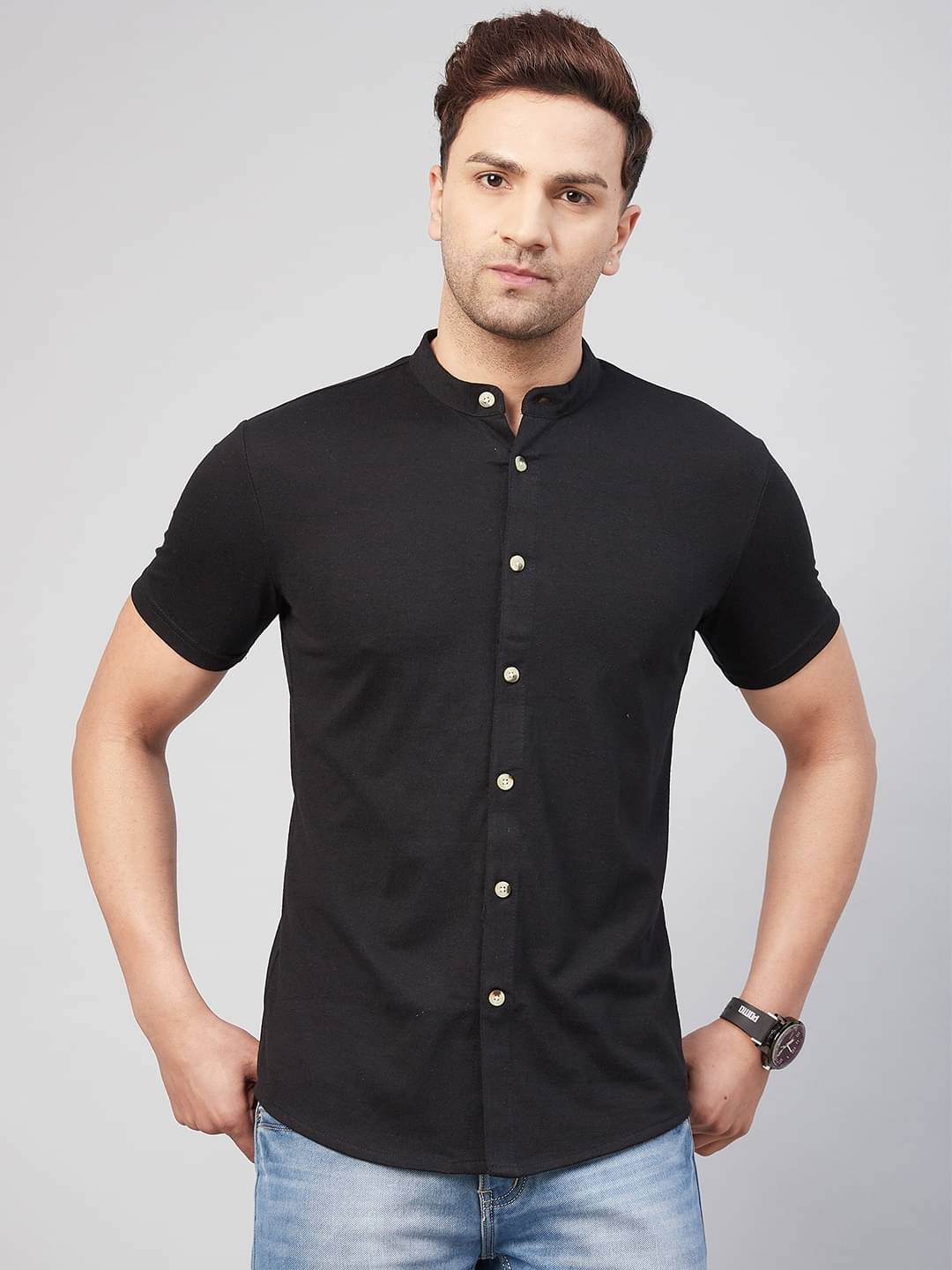     			Gritstones - Black Cotton Blend Regular Fit Men's Casual Shirt ( Pack of 1 )