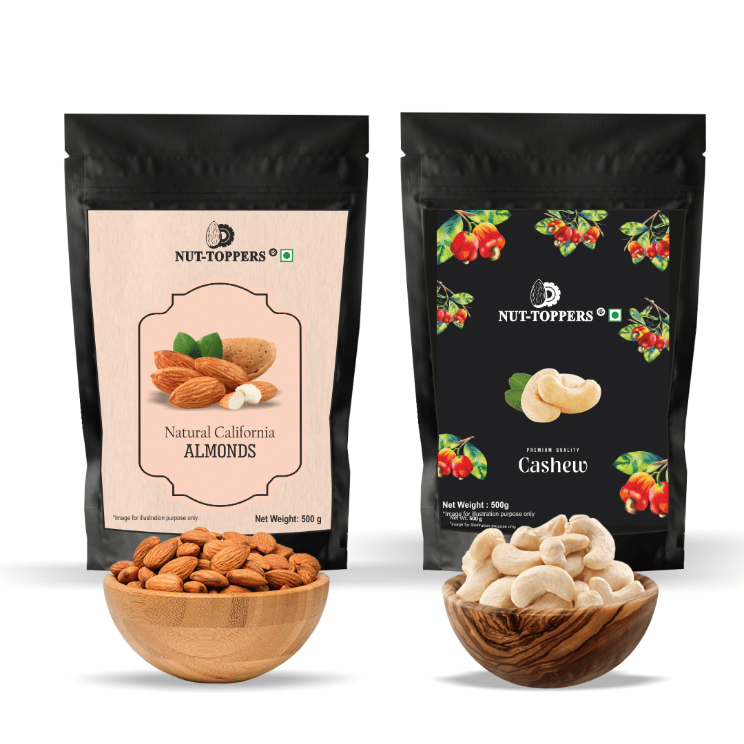     			Nut Toppers Dry Fruits Combo Pack, (California Almonds 500g + Cashew Nuts 500g)-1kg