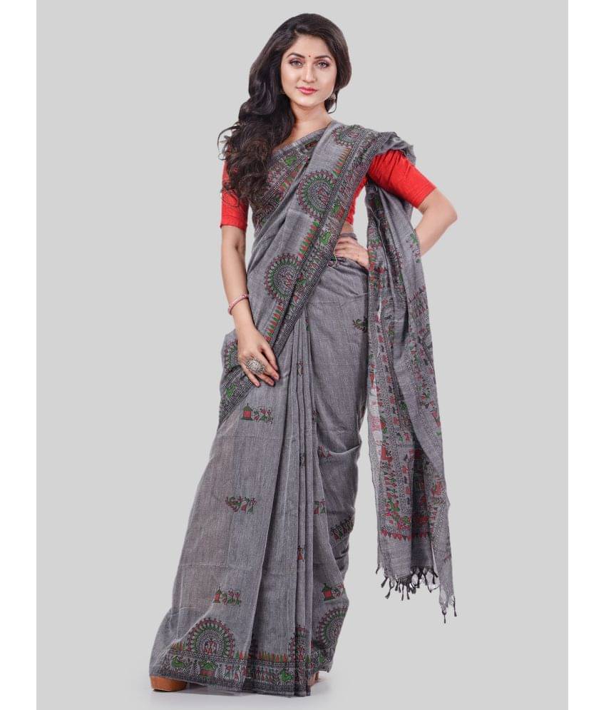 Desh Bidesh Cotton Printed Saree With Unstitched Blouse Piece ( Grey )     			Desh Bidesh Cotton Printed Saree With Unstitched Blouse Piece ( Grey )