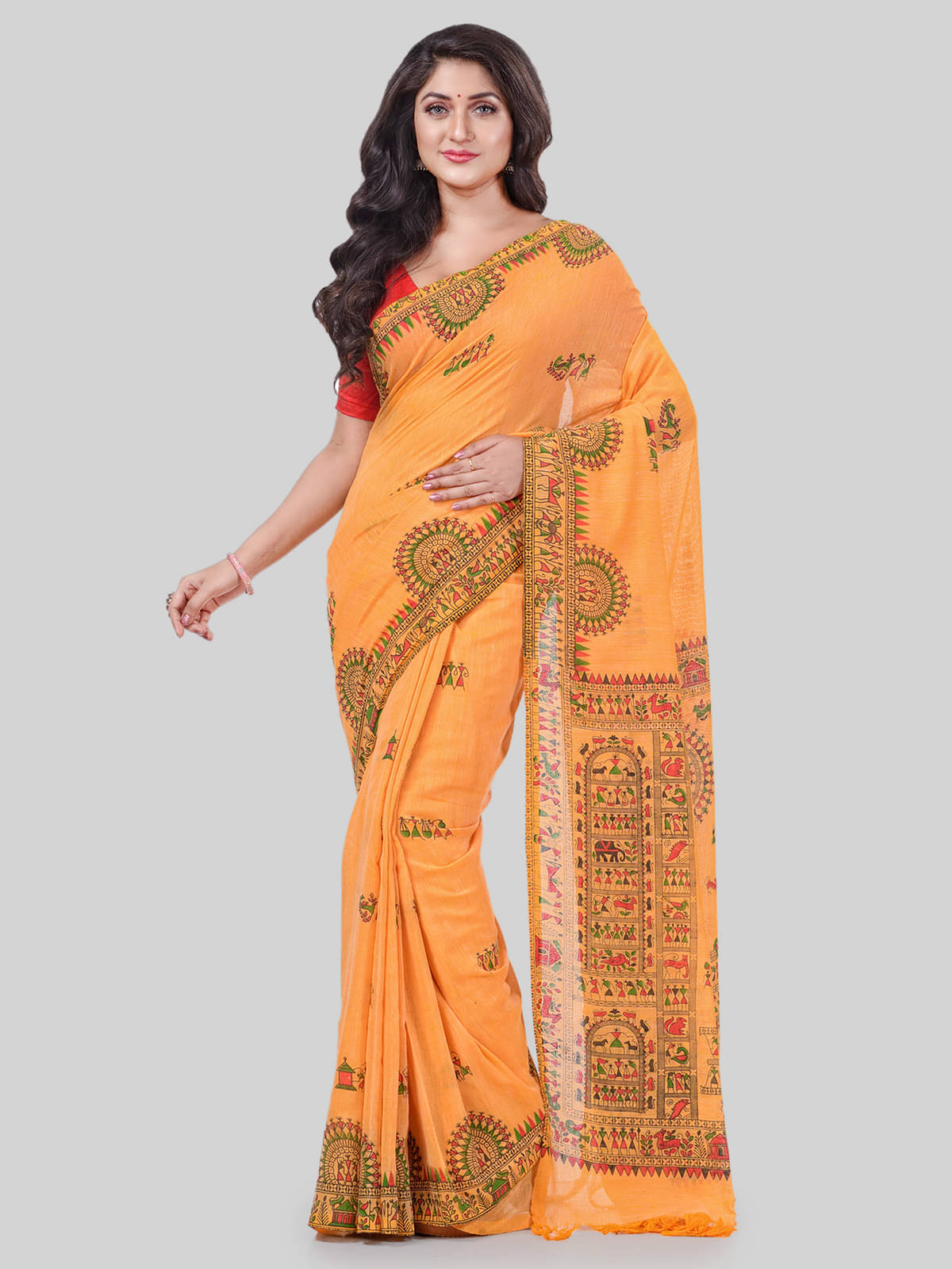Desh Bidesh Cotton Printed Saree With Unstitched Blouse Piece ( Multicolour ) Desh Bidesh Cotton Printed Saree With Unstitched Blouse Piece ( Multicolour )