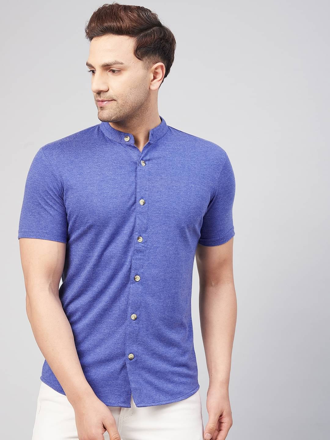     			Gritstones - Indigo Cotton Blend Regular Fit Men's Casual Shirt ( Pack of 1 )