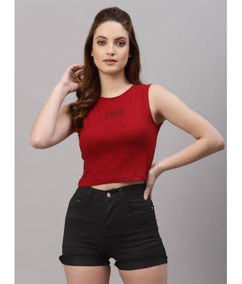 Rigo Women's Cotton Crop Top ( Red )