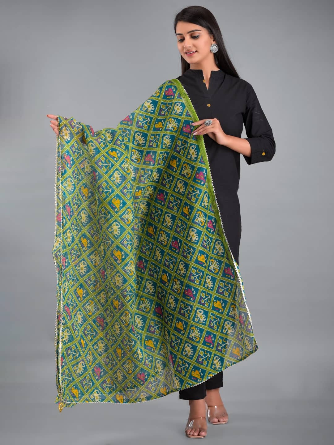 Apratim - Green Cotton Women's Dupatta - ( Pack of 1 ) - Dupattas & Shawls | Buy online on ZillyBuy