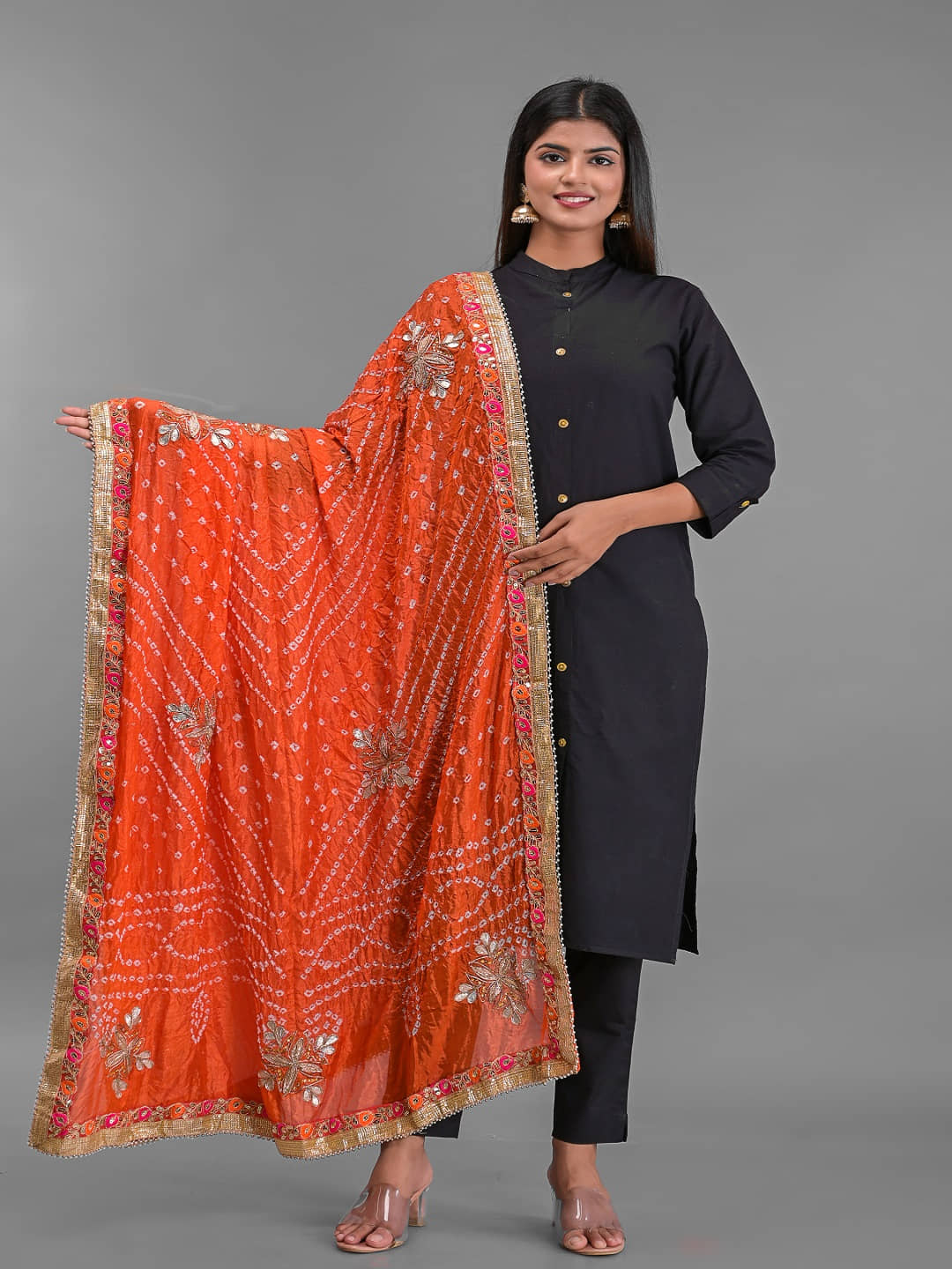 Apratim - Orange Silk Women's Dupatta - ( Pack of 1 ) - Dupattas & Shawls | Buy online on ZillyBuy