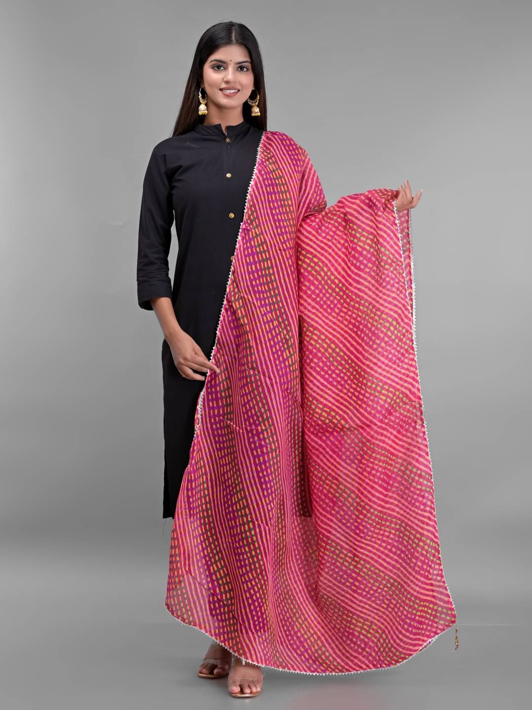     			Apratim - Pink Cotton Women's Dupatta - ( Pack of 1 )
